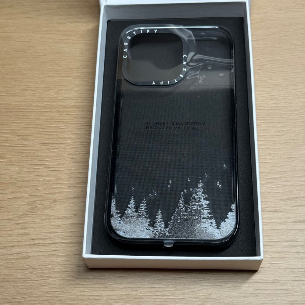 Casetify iPhone 13 Pro Case Impact Clear Black Minimal Forest Trees Birds NIB